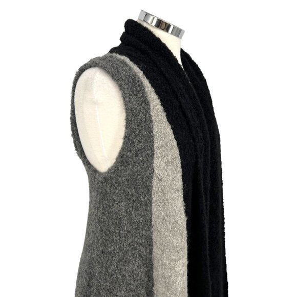 The Alpaca Guy Sleeveless Colorblock Vest Lounge Duster Gray Black One Size - Picture 4 of 11